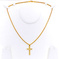 Beautiful Heart Adorned 22k Gold Cross Pendant 