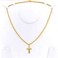 Delightful Striped 22k Gold Cross Pendant 