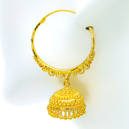 Stately Chandelier 22k Gold Jhumki Earrings 