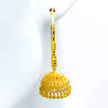 Decorative Dangling Bead 22k Gold Jhumki Earrings 
