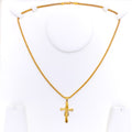 Reflective Mirror Finished 22k Gold Cross Pendant 