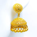 Classic Heirloom 22k Gold Beaded Jhumki Earrings 
