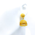 Classic Heirloom 22k Gold Beaded Jhumki Earrings 