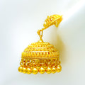 Classic Heirloom 22k Gold Beaded Jhumki Earrings 
