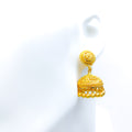 Elegant Flower Accented 22k Gold Jhumki Earrings 