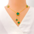 Majestic Ornate 21k Gold Clover Necklace Set