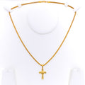 Edgy Sculptural 22k Gold Dainty Cross Pendant 