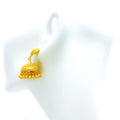 Elegant Flower Accented 22k Gold Jhumki Earrings 