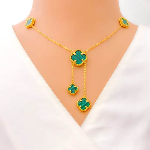 Majestic Ornate 21k Gold Clover Necklace Set