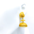 Palatial Paisley Accented 22k Gold Jhumki Earrings 