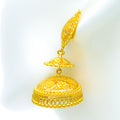 Palatial Paisley Accented 22k Gold Jhumki Earrings 