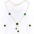 Majestic Ornate 21k Gold Clover Necklace Set