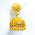 Extravagant Checkered 22k Gold Jhumki Earrings