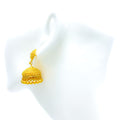 Extravagant Checkered 22k Gold Jhumki Earrings