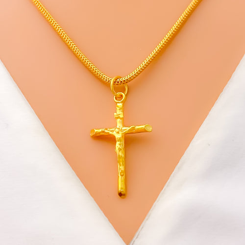 Subtle Sleek 22k Gold Cross Pendant 