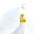 Opulent Beaded Flower 22k Gold Jhumki Earrings 