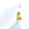 Graduating Beaded Floral 22k Gold Jhumki Earrings