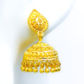 Traditional Checkered 22k Gold Jhumki Earrings 