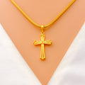 Delightful Striped 22k Gold Cross Pendant 