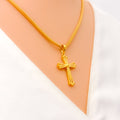 Delightful Striped 22k Gold Cross Pendant 