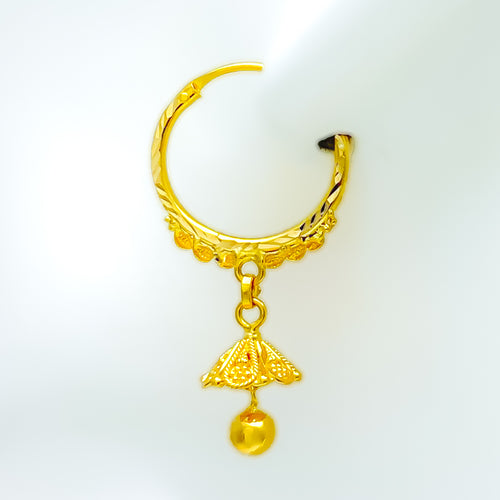 Charming Dangling Flower 22k Gold Jhumki Earrings 