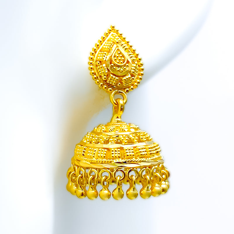 Classic Chandelier 22k Gold Jhumki Earrings 
