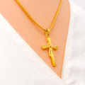 Reflective Mirror Finished 22k Gold Cross Pendant 