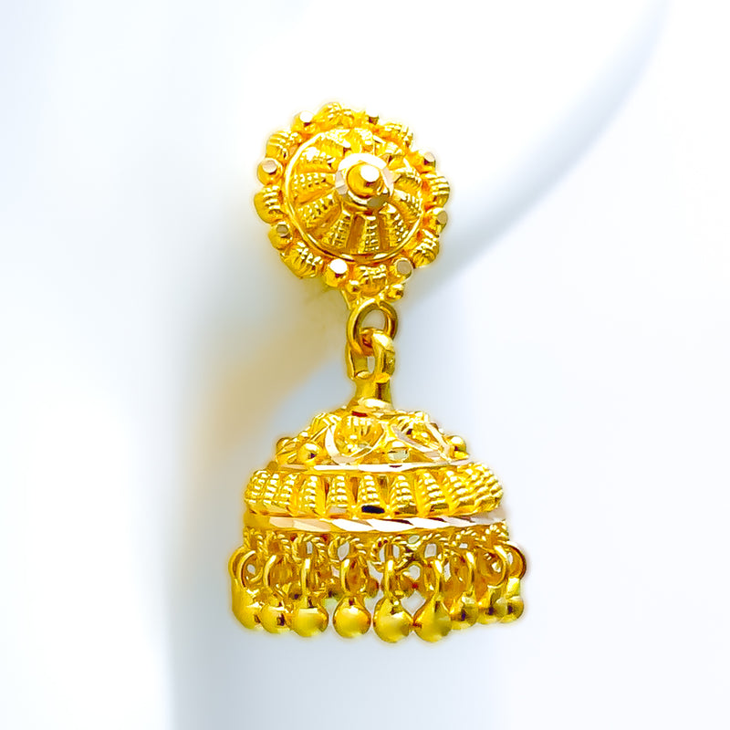 Sophisticated Blooming 22k Gold Jhumki Earrings 