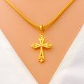 Petite Sand Finished 22k Gold Cross Pendant 