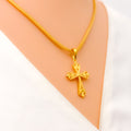 Petite Sand Finished 22k Gold Cross Pendant 