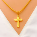 Edgy Sculptural 22k Gold Dainty Cross Pendant 