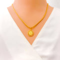 Precious Oval Flower 22k Gold Allah Pendant 