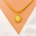 Precious Oval Flower 22k Gold Allah Pendant 