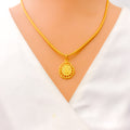 Precious Oval Flower 22k Gold Allah Pendant 