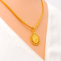 Precious Oval Flower 22k Gold Allah Pendant 