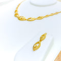Sparkling Open Marquise 22K Gold Necklace Set 