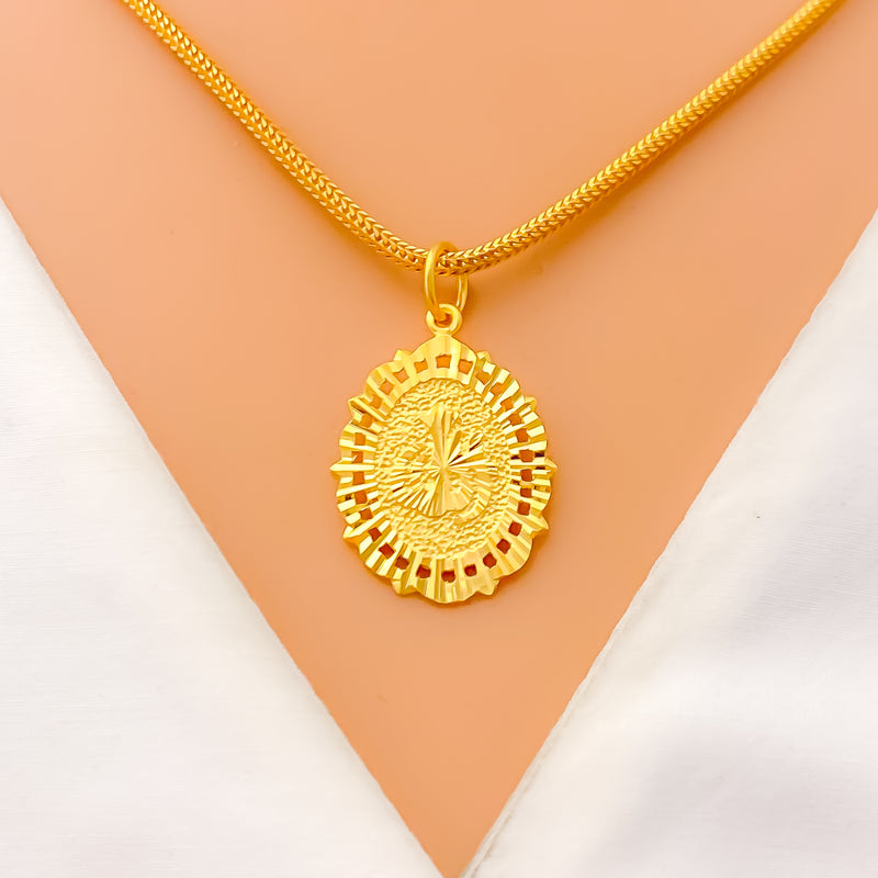 Opulent Glowing Oval 22k Gold Allah Pendant 