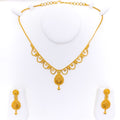 Graceful Hanging Chain 22k Gold Necklace Set 