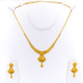 Traditional Floral Fanned 22k Gold Necklace Set 