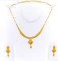 Unique Hanging 22k Gold Striped Necklace Set 