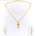 Delicate Chandelier 22k Gold CZ Necklace Set