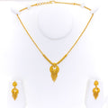 Ornamental Dangling Chain 22k Gold Necklace Set 