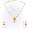 Graceful Floral Dome 22k Gold Necklace Set 