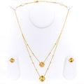 Elegant Dual Layered 21k Gold Clover Necklace Set