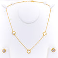 Majestic Beautiful 21k Gold Clover Necklace Set 