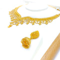 delicate-v-shaped-tasseled-22k-gold-necklace-set