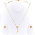 Elegant Hanging 21k Gold Clover Necklace 