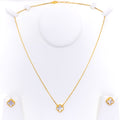 Delicate Dressy 21k Gold Clover Necklace Set 