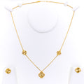 Dazzling Decorative 21k Gold Clover Necklace Set 