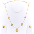 Refined Reflective 21k Gold Clover Necklace Set